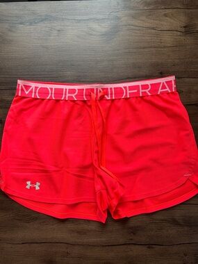Under Armour Neon Pink Women's Athletic Shorts with Branded Waistband
